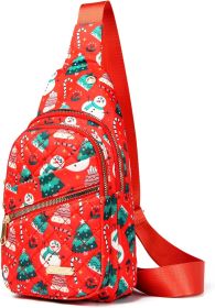 Christmas Crossbody Small Sling Backpack Sling Bag for Women Men, Chest Bag Daypack Crossbody for Travel Sport Running Hiking Christmas Gift (Red (Color: Red)