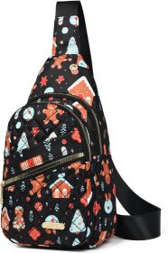 Christmas Crossbody Small Sling Backpack Sling Bag for Women Men, Chest Bag Daypack Crossbody for Travel Sport Running Hiking Christmas Gift (Red (Color: Black)