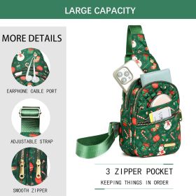 Christmas Crossbody Small Sling Backpack Sling Bag for Women Men, Chest Bag Daypack Crossbody for Travel Sport Running Hiking Christmas Gift (Red (Color: Green)