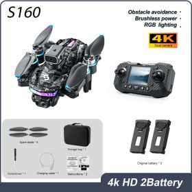 Drone With Screen Remote & Obstacle Avoidance, Foldable Brushless Quadcopter With 2 Batteries & RGB Lights (Option: Black)